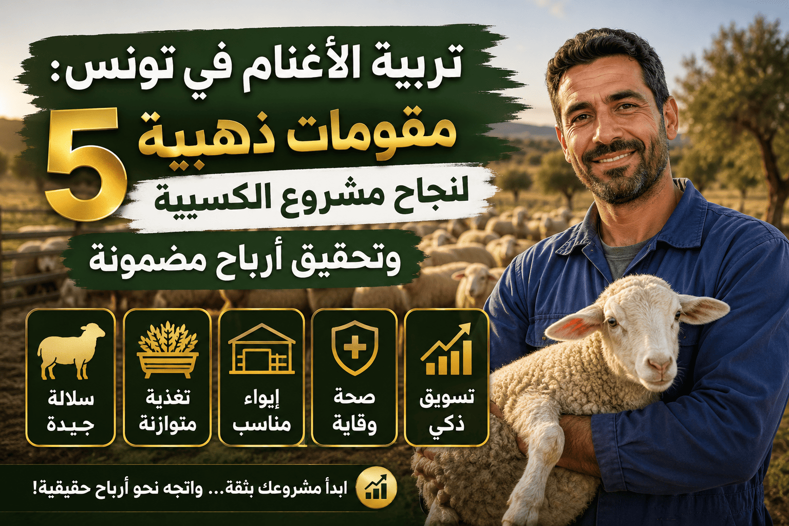 تربية الأغنام في تونس: 5 مقومات ذهبية لنجاح مشروع الكسيبة وتحقيق أرباح مضمونة
